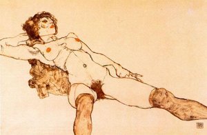 Reclining Female Nude Mit Legs Spread Apart — Egon Schiele