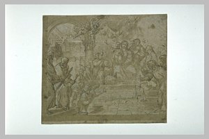 Vierge À L'enfant Avec Les Vertus Théologales, Entourée De Saints — Claudio Coello