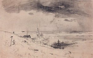 The Old Churchyard On The Banks Of The Volga — Aleksey Savrasov