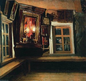 The Icon Corner — Vasily Maximov, Realism