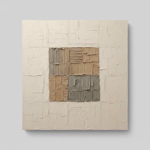 Monolithic Serenity: A Sculptural Study In Textured Earth And Timeless Geometric Harmony — David Moreau, Plaster & Texture Art