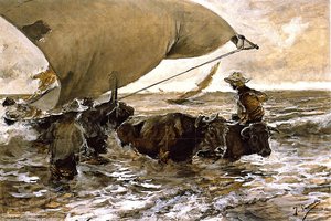 The Return From Fishing: Hauling The Boat (study) — Joaquín Sorolla Y Bastida, Impressionism