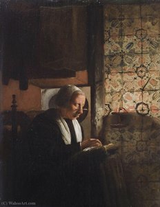 Old Woman Doing Needlework — Esaias Boursse