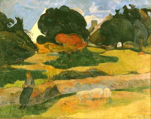 Girl Herding Pigs — Eugène Henri Paul Gauguin, Impressionism