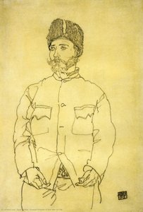Russischer Kriegsgefangener Mit Pelzkapuze — Egon Schiele