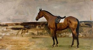 A Bay Horse In A Landscape — Sir Alfred James Munnings, Impressionism