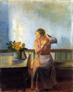Seated Woman Weaving Her Hair — Anna Kirstine Ancher