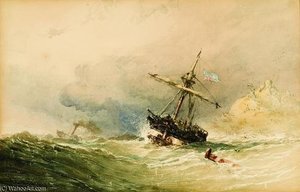 Distressed Ship In A Stormy Sea — John Callow