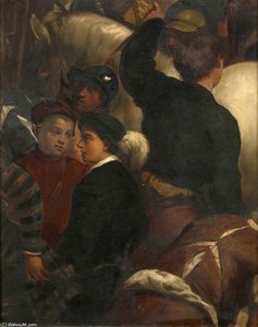 A Group Of Soldiers With A Grey Horse — Patrick William Adam
