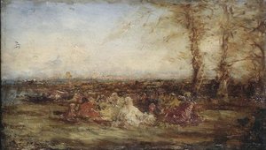 Paysage D'orient Avec Groupe D'arabes — Felix Ziem