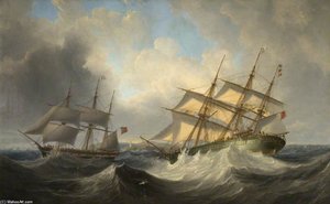 Sea Piece With Ships — John Wilson Carmichael