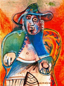 El Viejo Sentado — Pablo Picasso, Cubist Expressionism