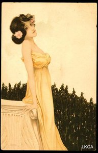 Girls With Flowers At Feet — Raphael Kirchner, Art Nouveau
