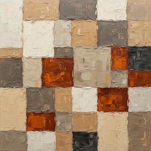Tectonic Fragments In Ochre And Slate: A Monumental Study Of Textured Earth — David Moreau, Abstract Expressionism