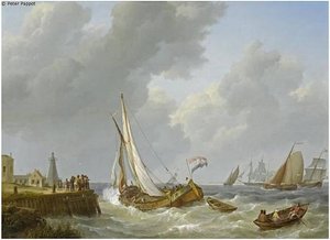 Ships Near The Pier — Johannes Hermann Barend Koekkoek