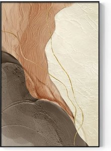 Textured Abstract Painting In Earth Tones With Gold Accents, Modern & Minimalist