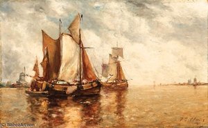 Fishing Boats In A Lagoon — Paul Jean Clays