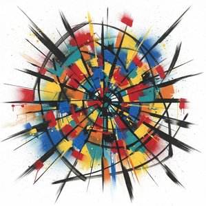 Radiale Fraktur: Eine Singuläre Explosion Prismatischer Energie Und Kinetischer Schwarzer Dornen — Laurent Fabre, Neo-abstrakte Kunst