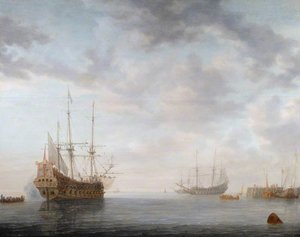 Dutch Men Of War At Anchor — Simon Jacobsz De Vlieger