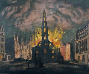 St Clement Dane's Church On Fire After Being Bombed — Henry Marvell Carr