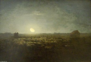 Le Parc Au Moutons À Clair De Lune — Jean-françois Millet, Barbizon School Realism