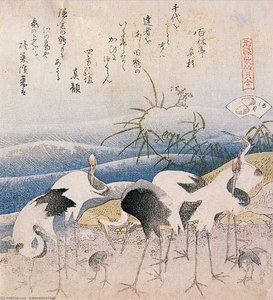 Cranes On The Seashore — Katsushika Hokusai