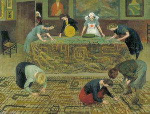 Convalescent Nurses Making Camouflage Nets