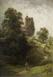 Wigmore Church near Ludlow (panel in the Everitt Cabinet)