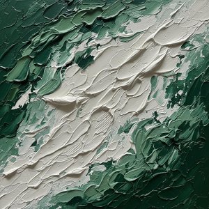 Emergent Surge In Forest Green And Sculptural White Impasto Relief — David Moreau