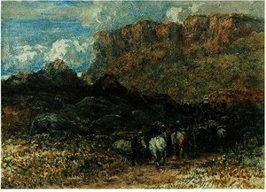 Erdsman In A Mountain Pass, North Wales — David Cox, Romanticism