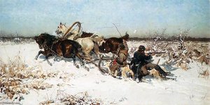 Attacked By Wolves — Alfred Wierusz Kowalski
