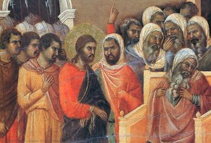 Christ Before Caiaphas (fragment) — Duccio Di Buoninsegna, Gothic Style