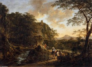 Landscape With A Peasant Woman On A Mule — Jan Both, Baroque