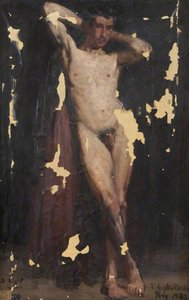 Male Nude With Hands Clasped Behind Head — Thomas Austen Brown