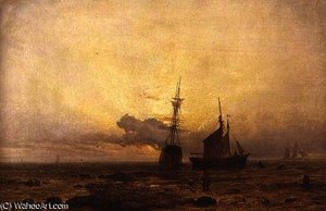 Coast Scene, Evening — Henry Thomas Dawson, Romanticism