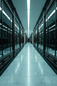 Cyan Symmetry: The Silent Corridor — Julien Simon, Contemporary