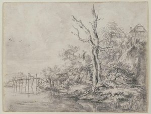 Dead Tree By A Stream At The Foot Of A Hill — Jacob Isaackszoon Van Ruisdael