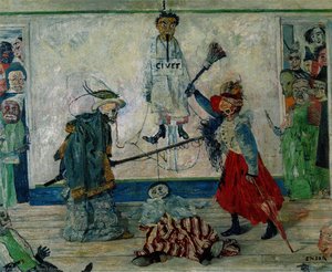 Máscaras Luchando Sobre Un Hombre Colgado — James Ensor
