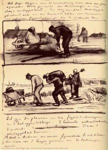 Tres Personas Regresando Del Campo De Patatas — Vincent Willem Van Gogh, Postimpresionismo