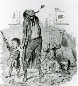 Poète Classique Composant Une Églogue Sur Le Calme De La Vie Champêtre, Lithographie Traditional Poet Composing An Eclogue — Honoré Daumier