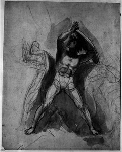 Standing Male Nude With Shield — George Romney