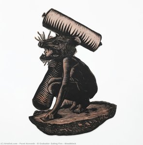 El Grabador, Eating Fire - Woodblock
