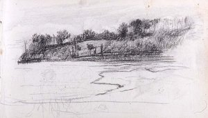 Landscape. Water And Trees On Hill — John La Farge