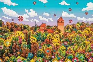 Euphoric Canopy: The Celestial Citadel Of Smiles — Jacques Villedieu, Superflat (contemporary Pop-surrealism)