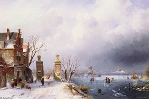 A Sunlit Winter Landscape — Charles Henri Joseph Leickert
