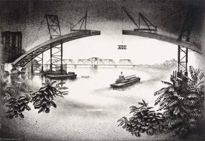 Spanning The Hudson — Louis Lozowick