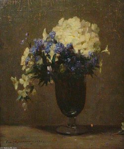 Primroses In A Glass Vase — Frederick William Jackson