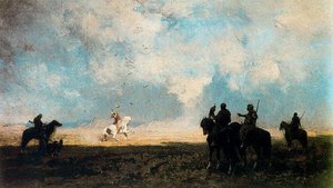 A Hunting Party With Falcons — Alberto Pasini