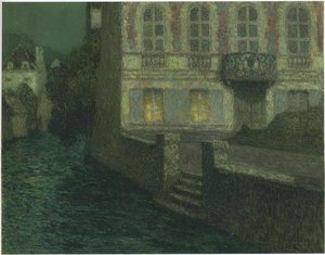 House By The River In Full Moon — Henri Le Sidaner