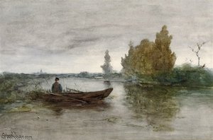 An Angler In A Polder Landscape — Paul Joseph Constantine Gabriel